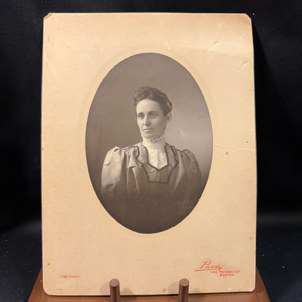 Purdy Boston Cabinet Card Photo Victorian Woman Fargo Mount 146 Tremont St.